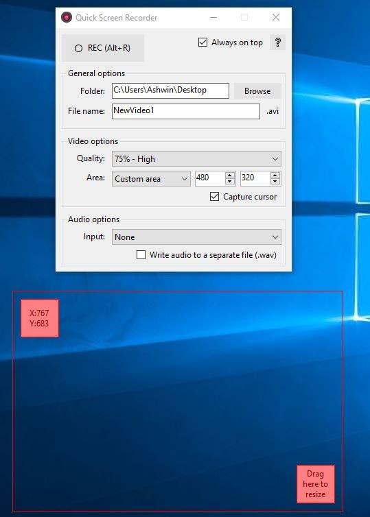 Açık kaynaklı Quick Screen Recorder ekran kayıt programı