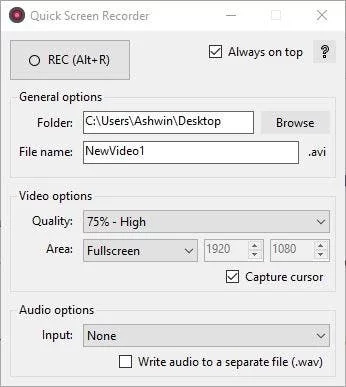 Açık kaynaklı Quick Screen Recorder ekran kayıt programı